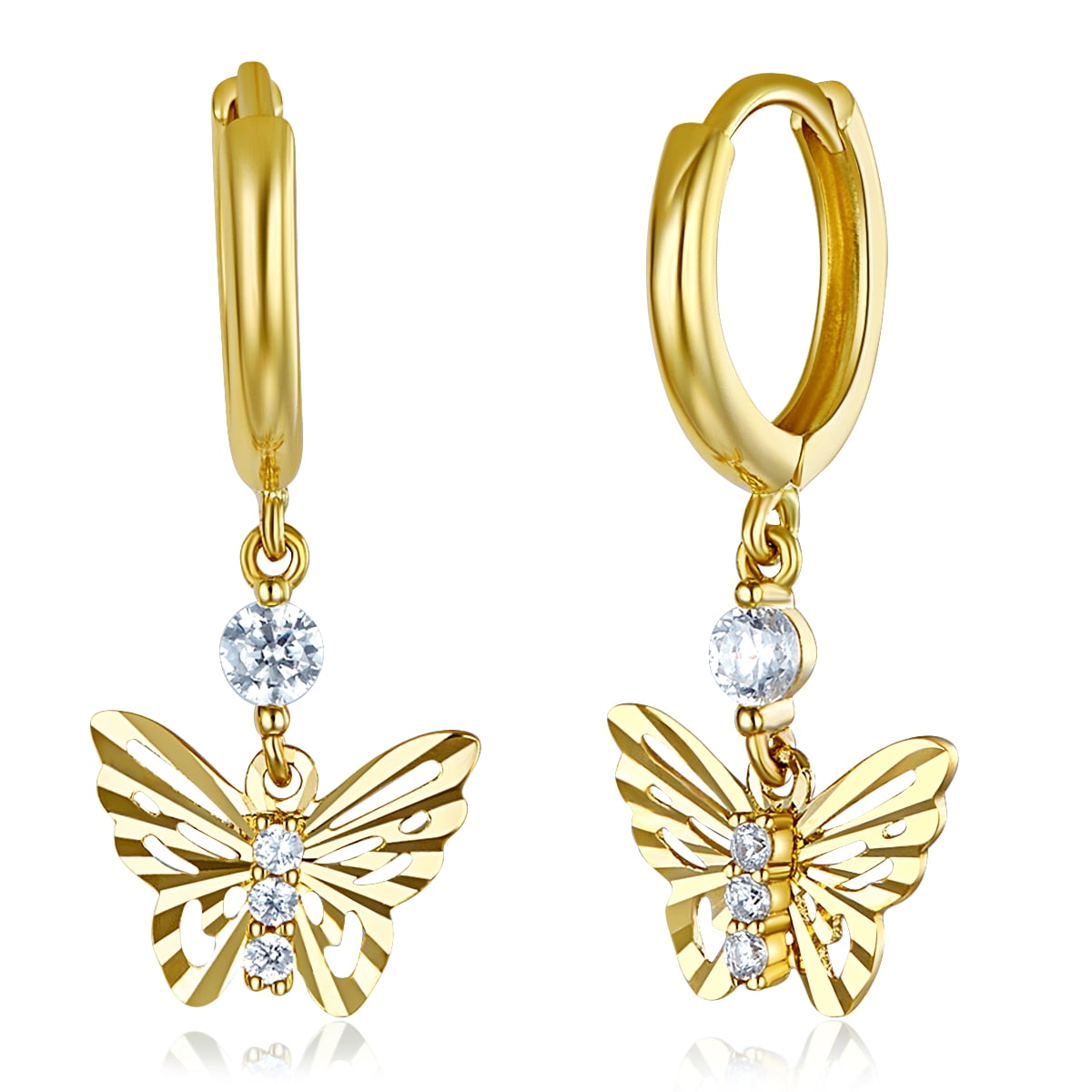 Wellingsale Ladies 14k Two Tone Gold Polished 5mm Flower Hoop Huggies Earrings 12 x 12 mm 