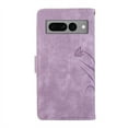thumbnail image 5 of Allytech Wallet Flip Case for Google Pixel 7 Pro with Stylish Orchid Butterflies Embossed Pattern, Premium PU Leather Kickstand Magnetic Clasp Shockproof Case with Card Holder & Wrist Strap, Purple, 5 of 7