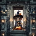 thumbnail image 6 of Lilixerw Halloween Door Banner, Fluffy Kitten Witch Hat Pumpkin Falling Maple Leaf Print, for Entry Door, Wall, Porch and Party Backdrop Decoration, 70.8x35.4 inch, 6 of 6