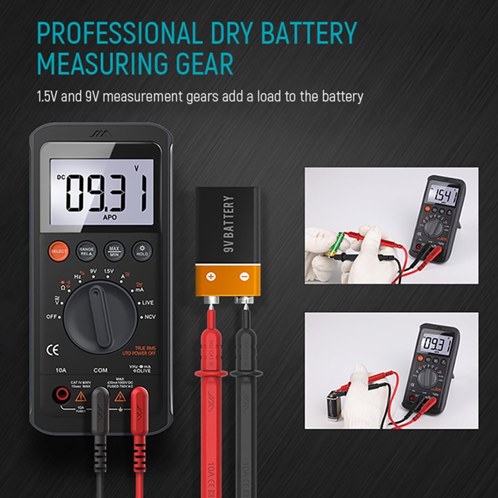Digital Multimeter Tester,6000 Counts,with DC/AC Voltmeter; Measures Voltage,Current,Resistance,Continuity,and Diodes; Auto Range Switching,Suitable for Household Electrical and Automotive Repairs