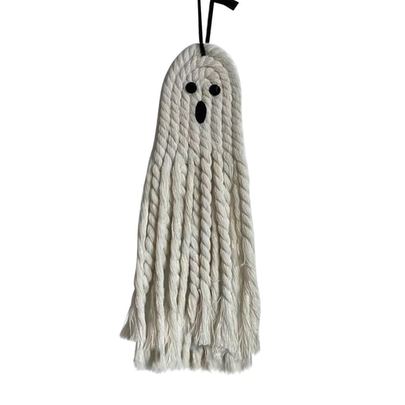 Halloween Handmade Cute Ghost Macrame Decoration, Spooky Woven Halloween Decoration Indoor & Outdoor Party, Cute Wall Hanging Decoration for Haunted House Party Front Door Porch Yard Tree(A)