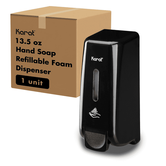 Karat 13.5oz Foaming Hand Soap Dispenser, Stand/Wall Mount, Black - 1 unit