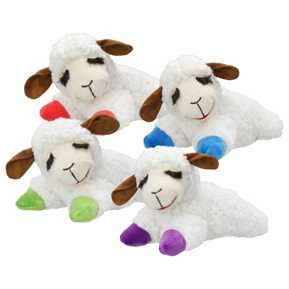 Multipet Plush Laying Lamb Chop with Color Paws