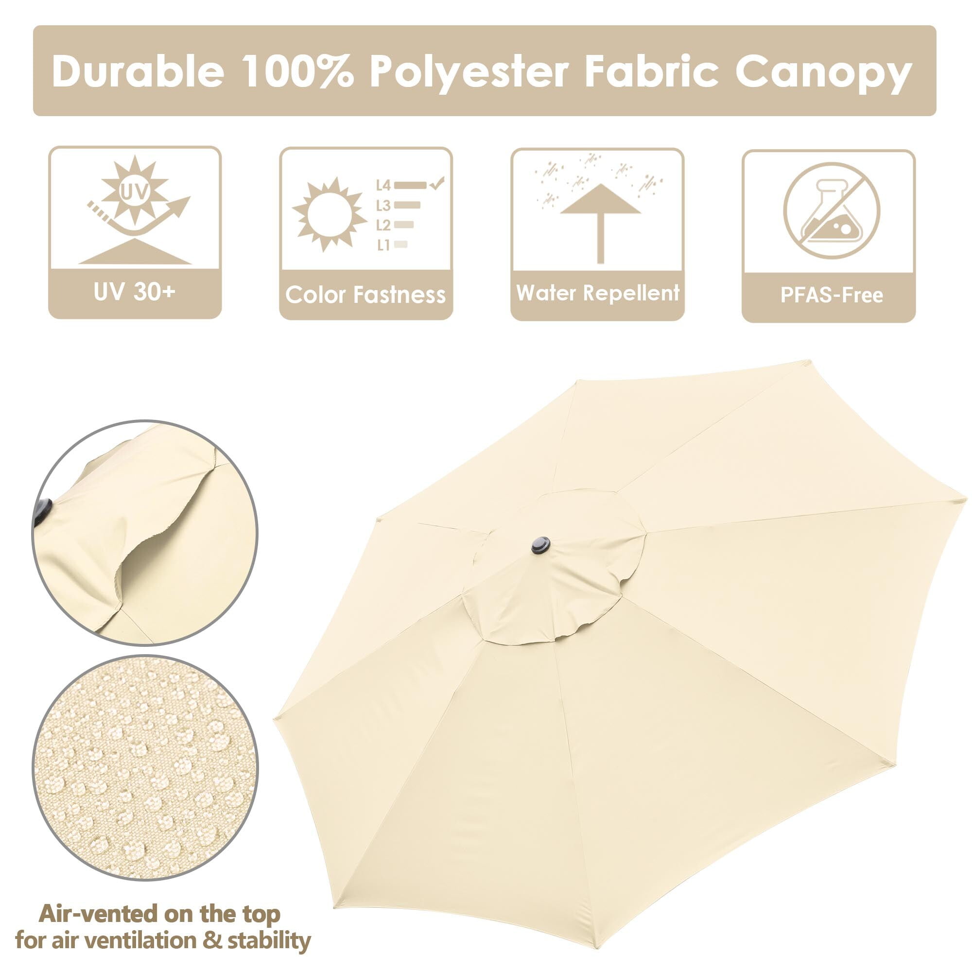Yescom 13FT Aluminum Patio Umbrella 8-Rib Heavy Duty Table Parasol Crank Outdoor Garden Deck Beach Furniture