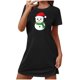 thumbnail image 2 of Camisón corto navideño para mujer, talla grande, cuello redondo, manga corta, estampado en el pecho, vestido de noche para mujer, 2 of 3