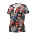 thumbnail image 2 of Naloa Rose Flowers Print T-Shirts Short Sleeve V Neck Tees for Women Fashion Tops Trendy Lightweight Soft Casual Summer Outfits Clothes, 2 of 5