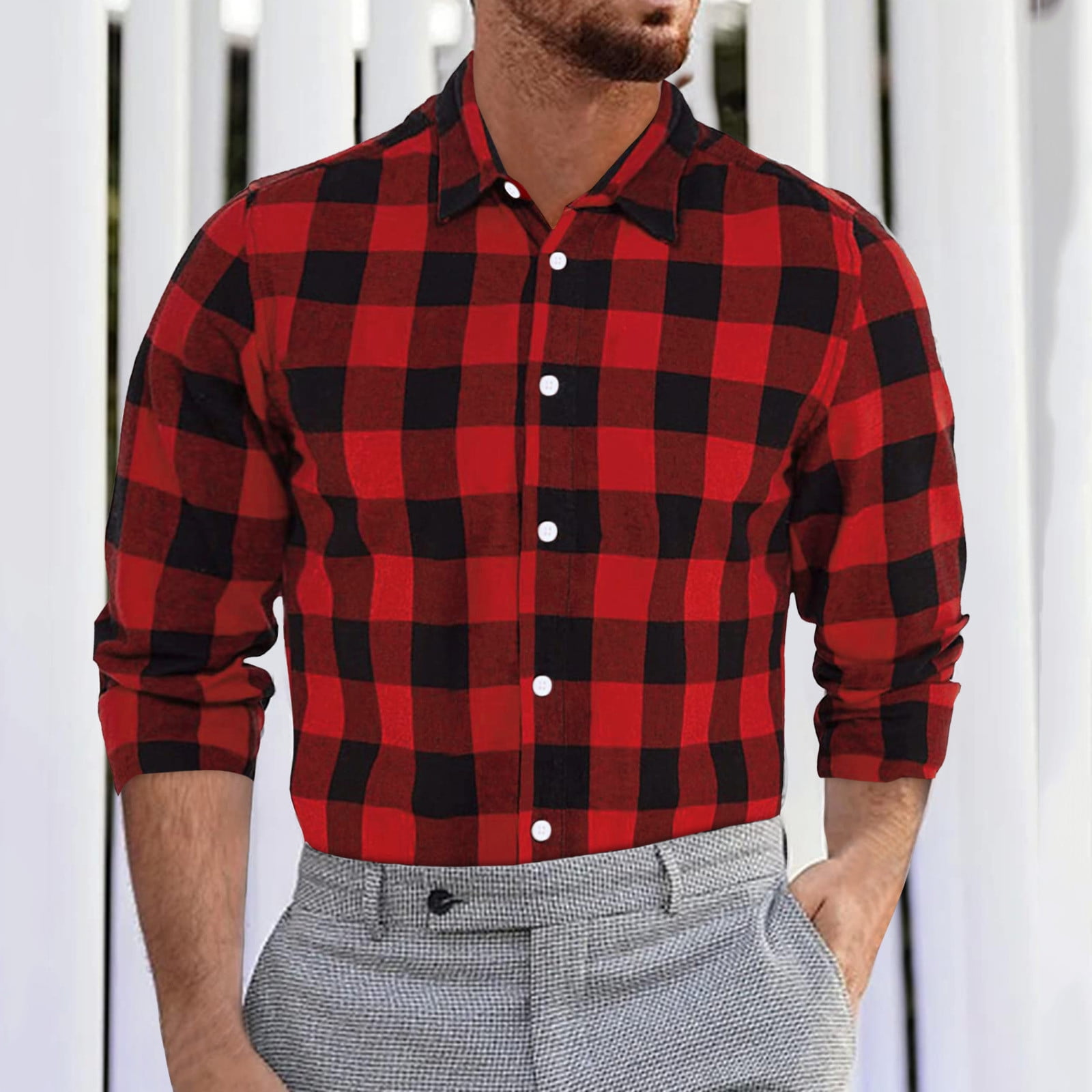 Rovga Men Casual Button Down Shirts Fashion Thin Stripe Slim Breathable Long  Sleeve Plaid Lapel Formal Dress Shirt Fashion Clothing