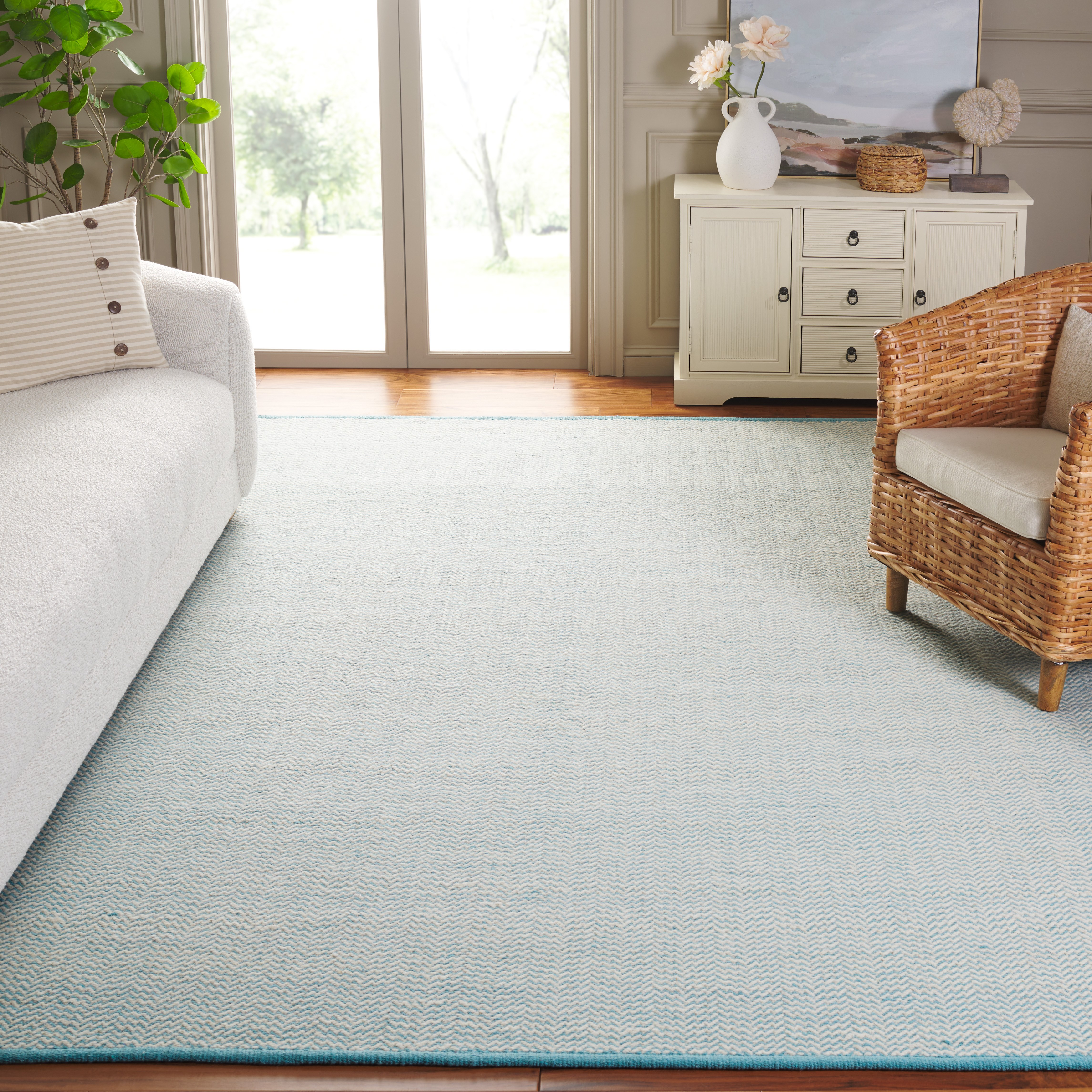 SAFAVIEH Vermont Zavia Chevron Area Rug, Teal/Ivory, 8' x 10'