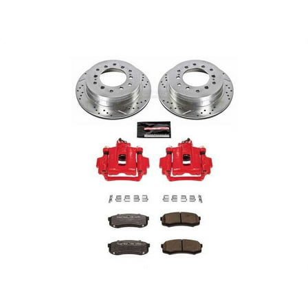 PowerStop Rear Z36 Truck & Tow Brake Pad and Rotor Kit with Red Powder Coated Calipers Fits: TOYOTA Select Models KC2405A-36
