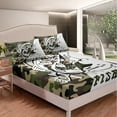 thumbnail image 4 of Manfei Bass Fish 4 Pieces Queen Sheet Sets,Camouflage Camo Ultra Soft Flat Sheet,Abstract Geometric Queen Fitted Sheet,Fishing Room Decorative, 4 of 6