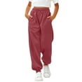 thumbnail image 2 of UACY Girl's Sweatpants Cotton Drawstring Joggers Elastic Waisted Athletic Pants with Zippered Pockets for Teen Girls ﻿, 2 of 7