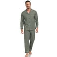 thumbnail image 6 of EA'S SECRET Mens Pajamas Set Soft 100% Cotton Notched Collar Pajamas for Men Long Sleeve Button Down Pjs Mens Sleepwear with Pockets(Army Green,L), 6 of 7