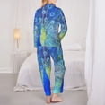 thumbnail image 5 of Junzan Peacock Print Womens Pajama Sets,Long Sleeve Button Down For Women Pjs 2 Piece, 5 of 9