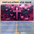 thumbnail image 3 of 1 Pcs 2D Flat License Plate Covers & Frames, Cross with Wings and Hearts For Decorative Front, Waterproof For Decoration Aluminum License Plate Covers & Frames Cover For Men Women, 12" X 6", 3 of 7
