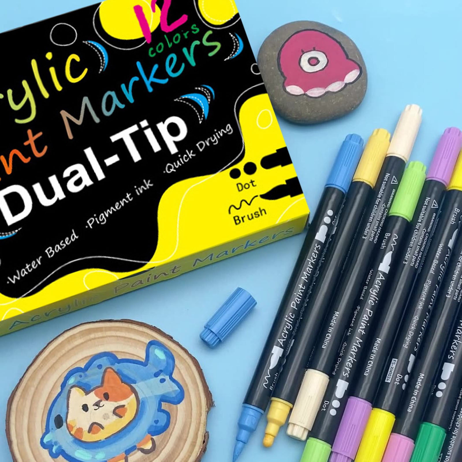 Clearance acrylic markers under $20,Acrylic Paint Colouring Markers Pens 18 Colors Tip Water Marker Pens Set Never Fade And For Rock Painting Glass Paints DIY Craft 1ml. 2PC