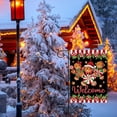 thumbnail image 4 of Welcome Christmas Gingerbread Man Small Decorative Garden Flag, Xmas Peppermint Candy Holly Red Berries Yard Lawn Outside Decor, Winter Holiday Farmhouse Burlap Outdoor Home Decoration 12x18, 4 of 6