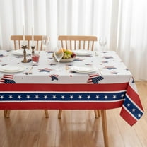 4th of July 60x120 Tablecloth Rectangle Patriotic Memorial Day American Flag Stars Table Cloth - Oblong Polyester Independence Day Table Cover Washable Waterproof for Party Picnic Dinner Décor
