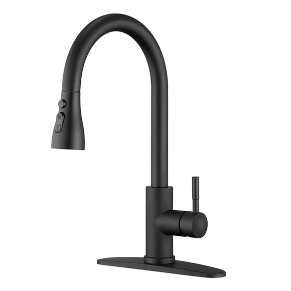Faucet Stainless Steel Kitchen Sink Faucet, Matte Black Kitchen Faucet Single Handle High Arc Utility Sink Faucet