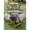 thumbnail image 4 of Outdoor Tablecloths with Umbrella Hole & Zipper, Black Cow Floral Round Tablecloths 60 Inch, Grey Ombre Farmhouse Animals Waterproof Table Cloth, Patio/Pool/Picnic Table Covers, 4 of 8