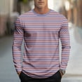 thumbnail image 2 of UVEASISHA Striped Long Sleeve Shirt for Men Crewneck Casual Ruched Tops Big and Tall Fashion Hipster T-Shirts Soft Cotton Blend Graphic Tees Pink 4XL, 2 of 6
