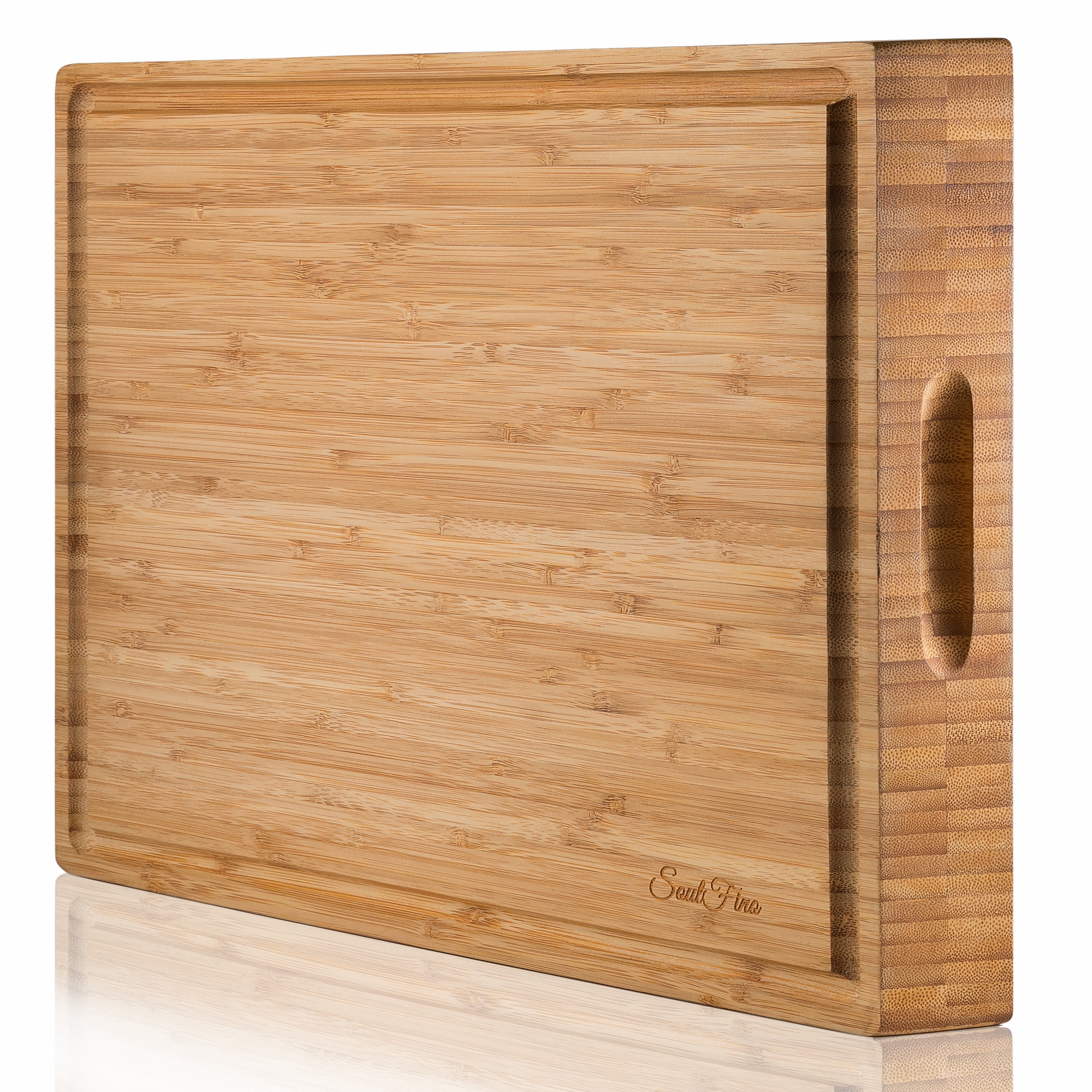 SoulFino Bamboo Butcher Block - 17" x 13" x 1.5" Premium Cutting Board