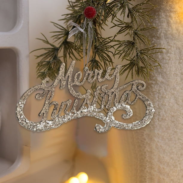 Decoraciones navideñas, adornos navideños, medalla con letras navideñas para colgar, corona navideña original para colgar, adornos navideños para el árbol de Navidad, letrero de plástico con el alfabe