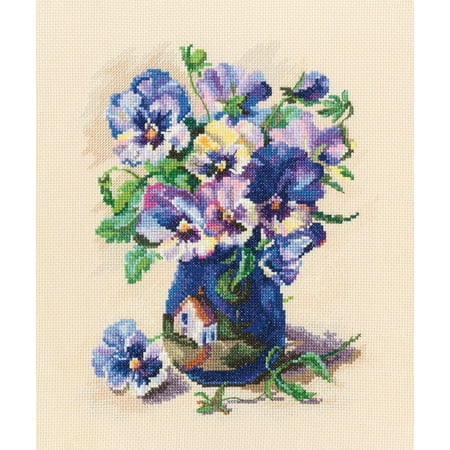 UPC: 4742022976876 | Cross-stitch Kit Pansies in torquay pottery M719