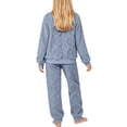thumbnail image 4 of Viluyesy Girls 2 Piece Outfit Fleece Crew Neck Top and Jogger Pants Textured Long Sleeve Soft Warm Cozy Casual Sleepwear Pajama Set Blue Size 12, 4 of 4