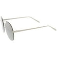 thumbnail image 3 of sunglassLA Unisex Modern Thin Metal Frame Curved Brow Bar Colored Mirror Flat Lens Round Sunglasses (Silver / Silver Mirror) - 55mm, 3 of 4