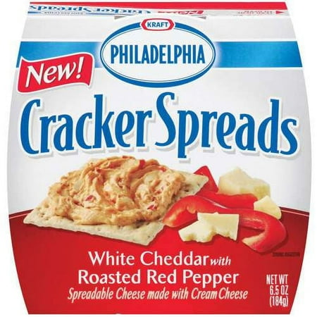 Kraft Philadelphia: Spreadable Cheese White Cheddar With Roasted Red Pepper Cracker Spreads, 6.5 oz