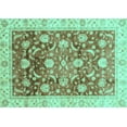 thumbnail image 1 of Ahgly Company Machine Washable Indoor Rectangle Oriental Turquoise Blue Traditional Area Rugs, 5' x 8', 1 of 4