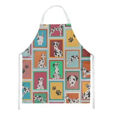 Lots of Harlequin Natural Ears Great Dane Apron 27 in x 30 in