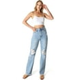 thumbnail image 5 of Vibrant MIU Juniors High Rise Stonewash 90s Straight-Leg Jeans (Light Denim, 15), 5 of 5