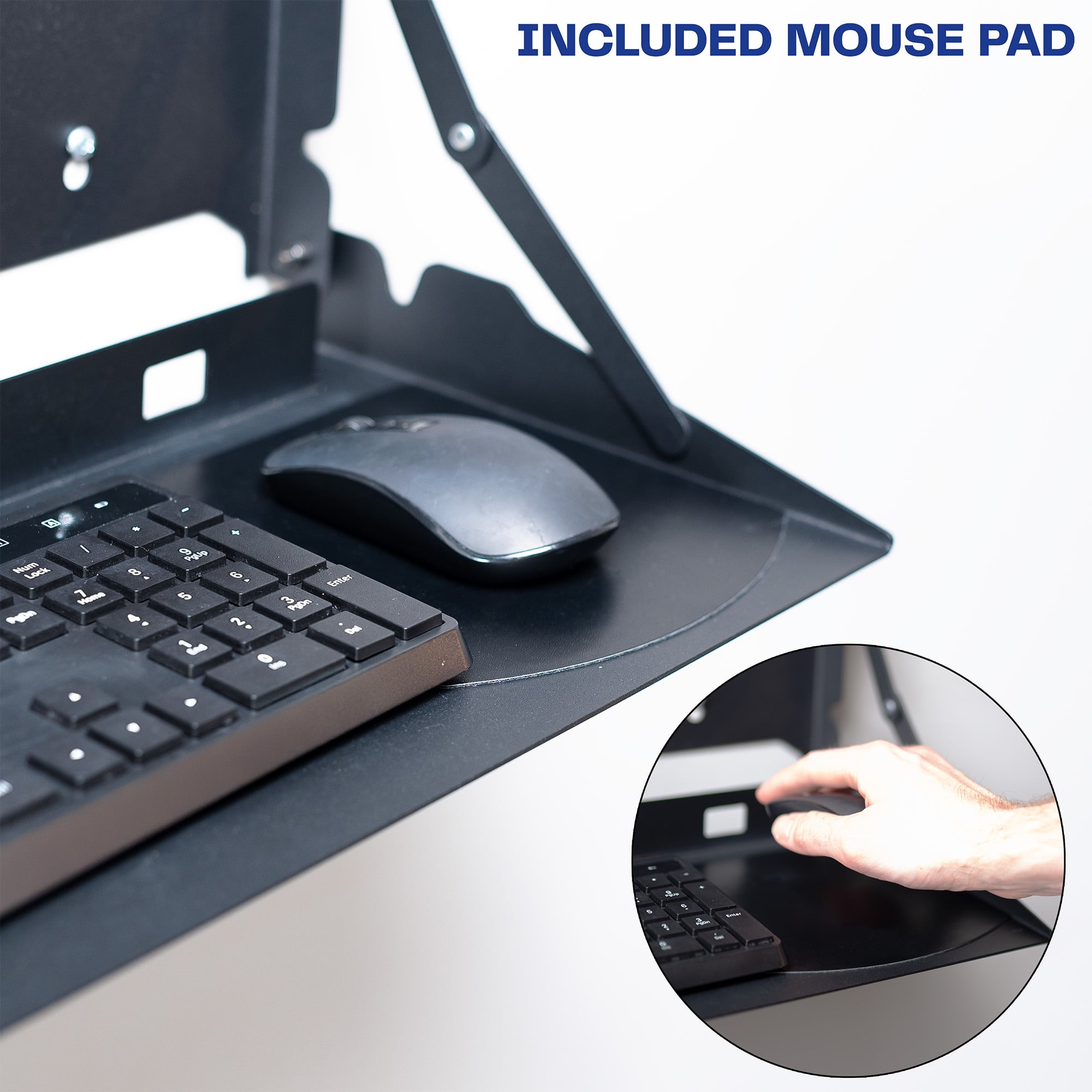 VIVO Black Flip Down 24 inch Keyboard Tray Wall Mount with Mouse Pad