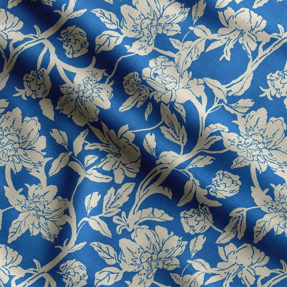 Soimoi Floral Print,Cotton Cambric, Quilting Fabric Sold by The Yard 42 Inch Wide, Medium Weight Cotton Fabric, SewingSupplies,Navy Blue & White