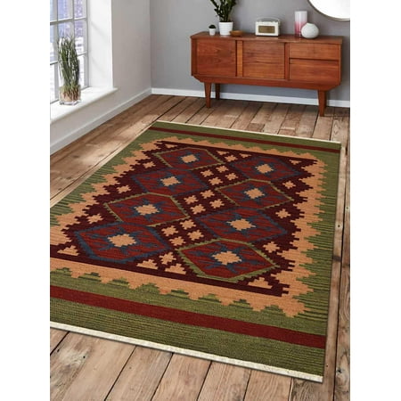 Rugsotic Carpets Hand Weave Kelim Woolen 2' 6'' x 6' Contemporary Runner Rug Multi D00120-Color:Multi,Material:Kilim,Shape:Rectangle,Size:10' x