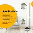thumbnail image 2 of Gymax Lampe sur Pied Moderne en Arc avec Abat-Jour en Tissu pour Chambre Ou Bureau, 2 of 9