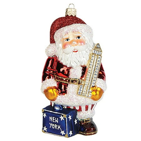 - New York City Santa Polish Blown Glass Christmas Ornament NYC Decoration Empire