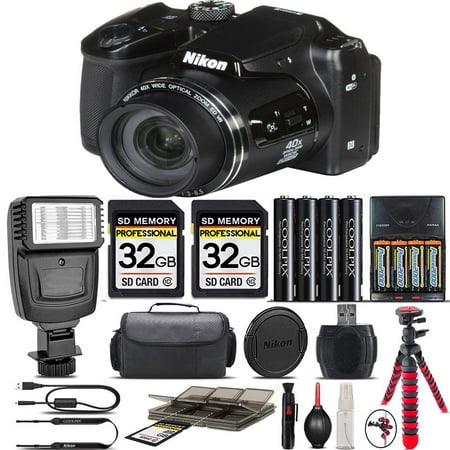 Nikon COOLPIX B500 Digital 40x Zoom Camera Black + Flash + 64GB Storage + Case (International Version)