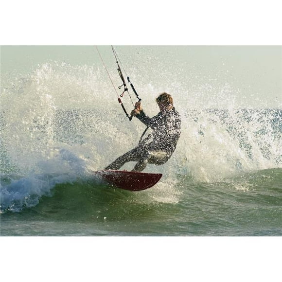 Man Kitesurfing - Costa De La Luz Andalusia Spain Poster Print, 34 x 22