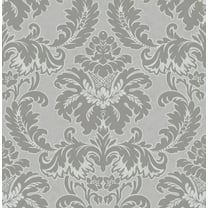 Brewster Home Fashions Windsor Grey Damask Wallpaper, 20.5-in by 33-ft, 56.38 sq. ft.