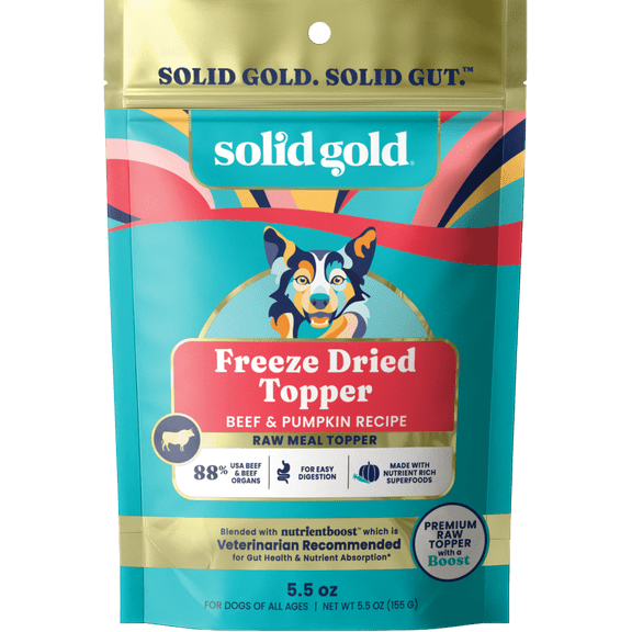 Solid Gold Real Beef & Pumpkin Freeze-Dried Raw Meal Dog Food Topper, 5.5-oz bag