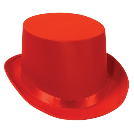 Beistle Halloween Deluxe Ribbon Old-Fashioned Top Hat, Red, One Size 23