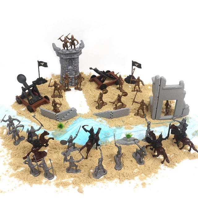 Juegos de Figuras de Juego CUTICAT Modelo Vehículo de Catapultas Caballería Figuras de Soldados