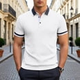 thumbnail image 2 of Mens Summer Color Block Polo Shirt Contrast Collar T Shirt Summer Short Sleeve Top White M, 2 of 9