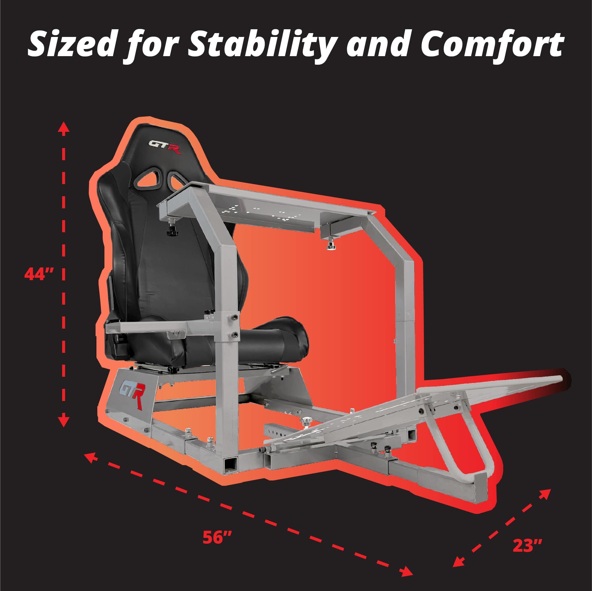 GTR Simulator Adjustable & High Back Gaming Chair Rocker, Black