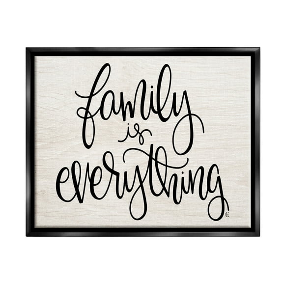 Stupell Industries Family Is Everything Rustic Quote Farm Home Sign Jet Black Framed Floating Canvas Wall Art, 16x20, by Fearfully Made Creations