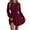 Burgundy, variant on Women Ribbed Cable Knit A-Line Midi Sweater Dress - Round Neck, Lantern Sleeves, Burgundy/Gray/Black, Sizes S-XL