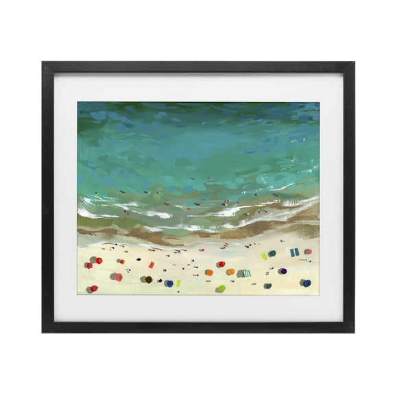 Stupell Industries Contemporary Aerial Turquoise Shoreline Black Framed Print Under Glass, 16 x 13, by Brook Page