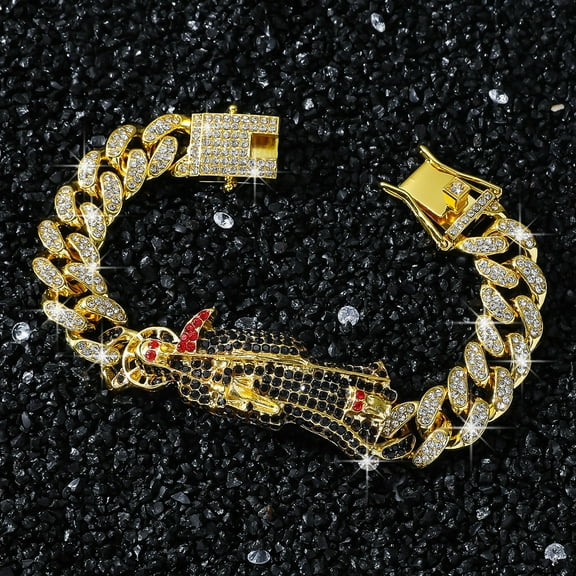 14K Yellow Gold Santa Muerte Bracelets Men Oro Laminado Pulseras Rhinestone Religious Jewelry Holy Death Charm Jewelry